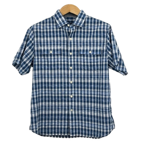 Tommy Bahama Blue and White Plaid Short Sleeve Shirt Medium